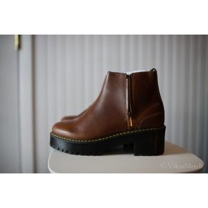 Dr Martens Rometty II zip heeled chelsea boots 11 Brown NEW